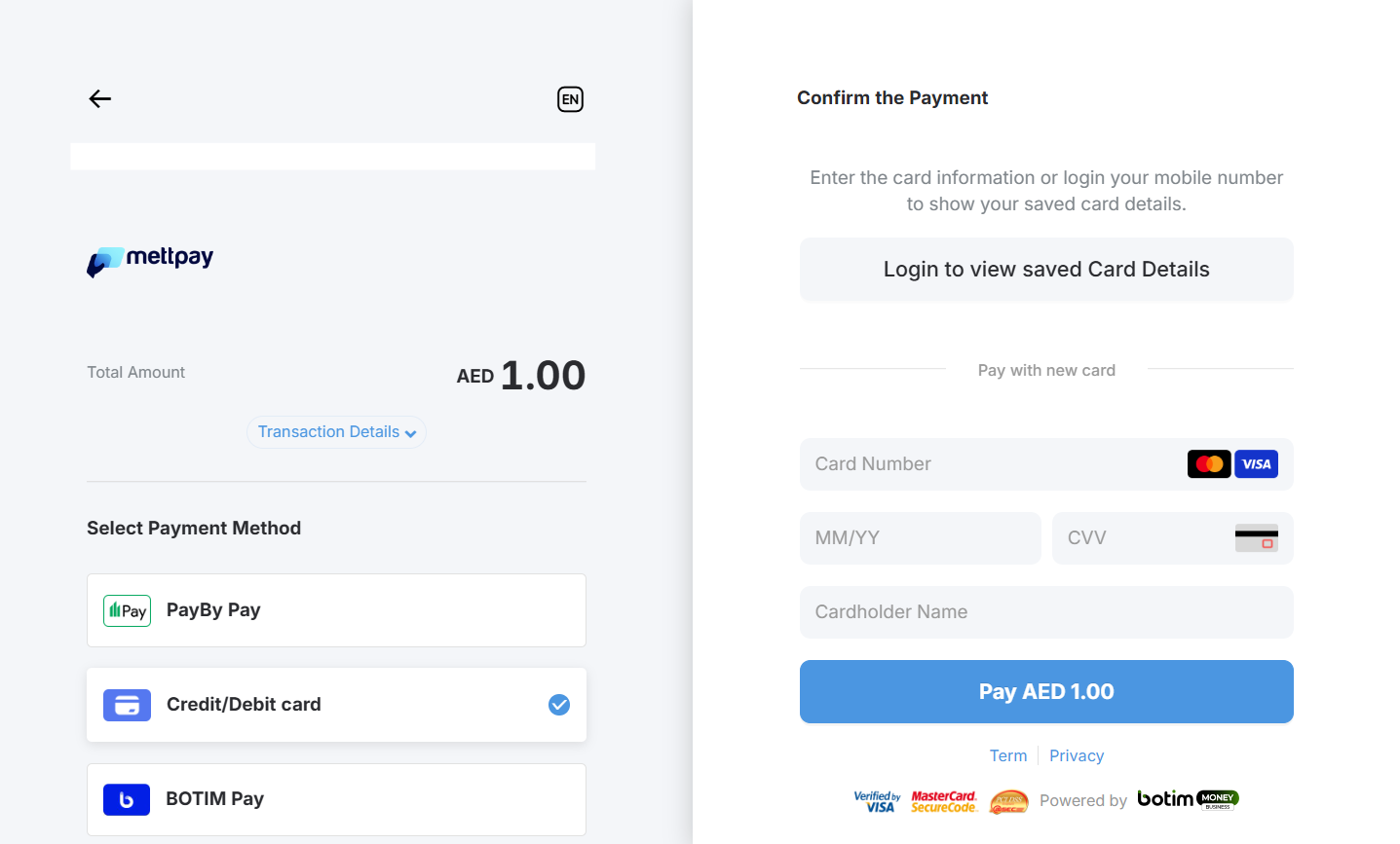 Card Details Entry