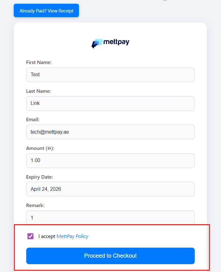 Checkout Page