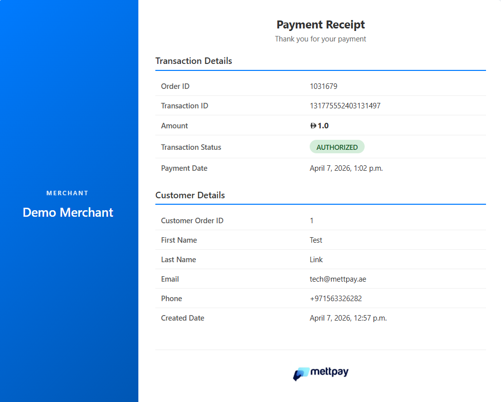 Merchant Receipt View